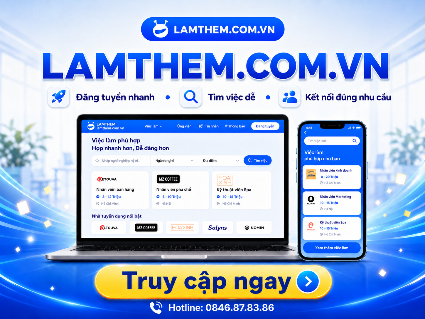 Hoa Xinh Group phát triển nền tảng LAMTHEM.COM.VN – kết nối nhu cầu việc làm linh hoạt